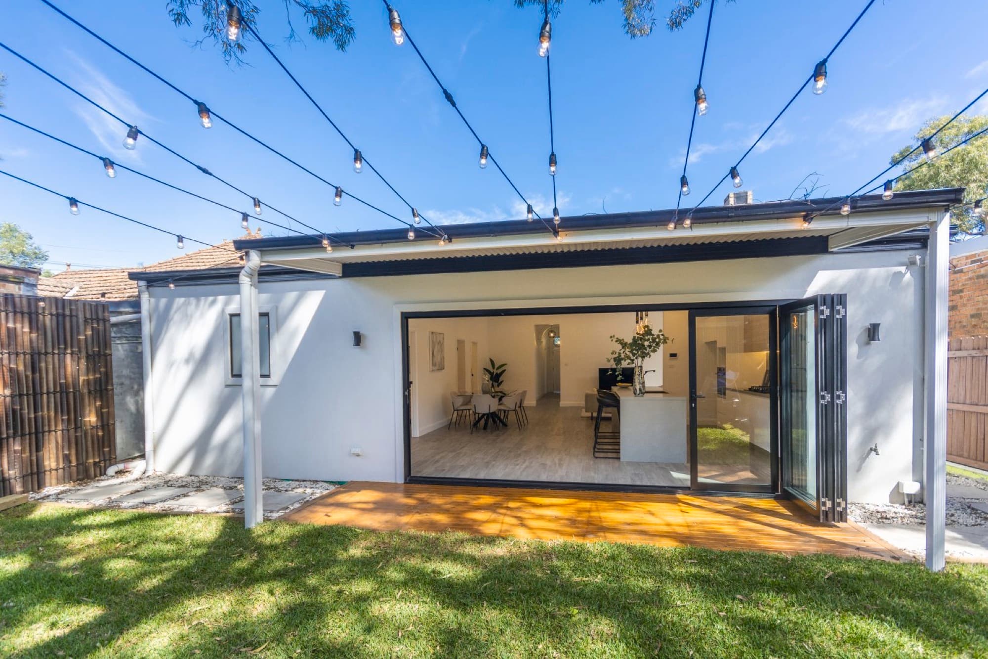 DVELOP renovated home at dusk